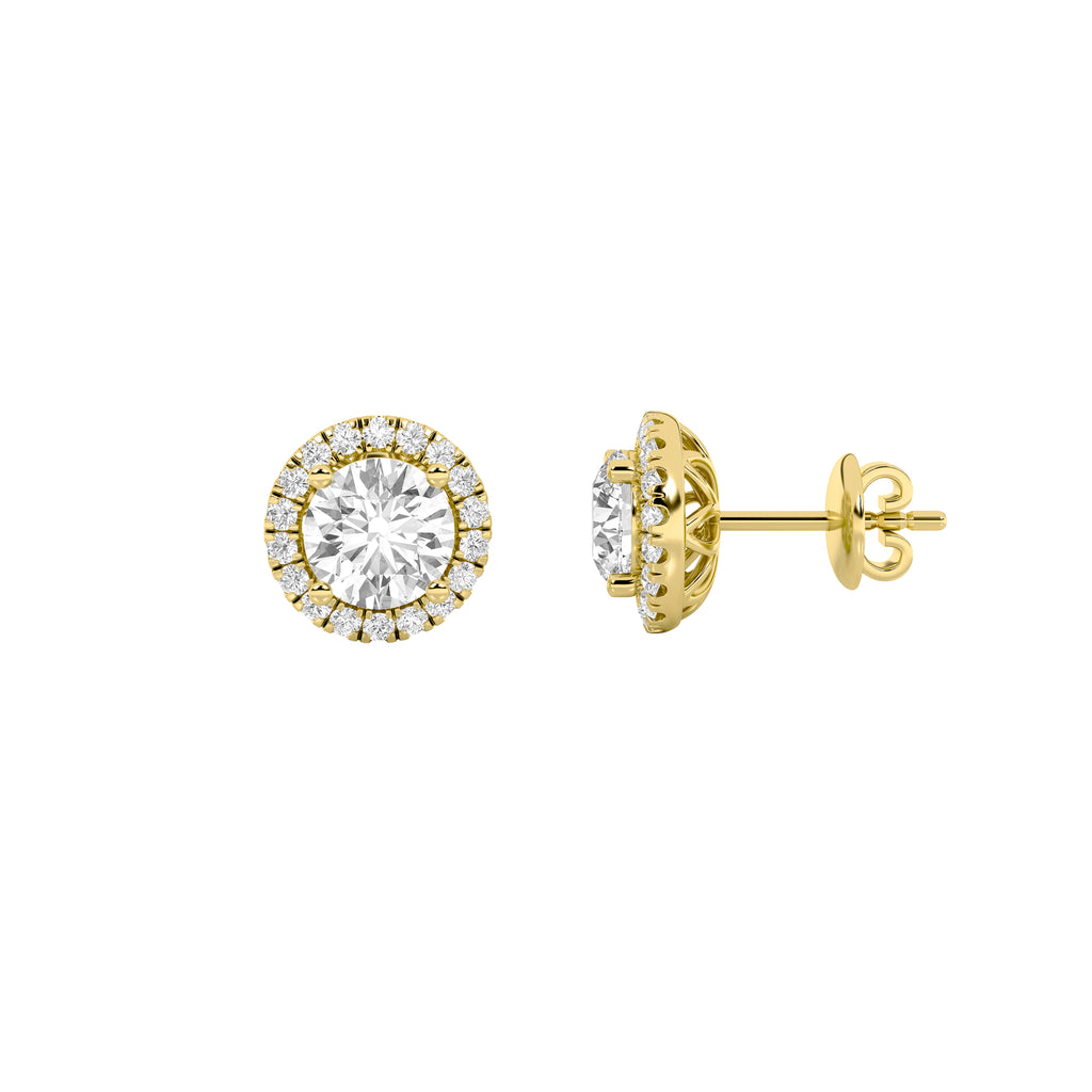 Alexya Signature Cathedral Round Halo Studs