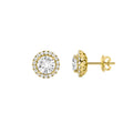 Alexya Signature Cathedral Round Halo Studs