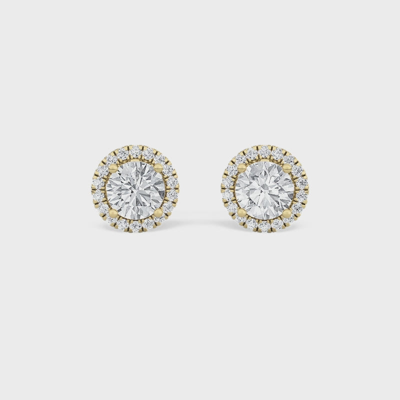 Alexya Signature Cathedral Round Halo Studs