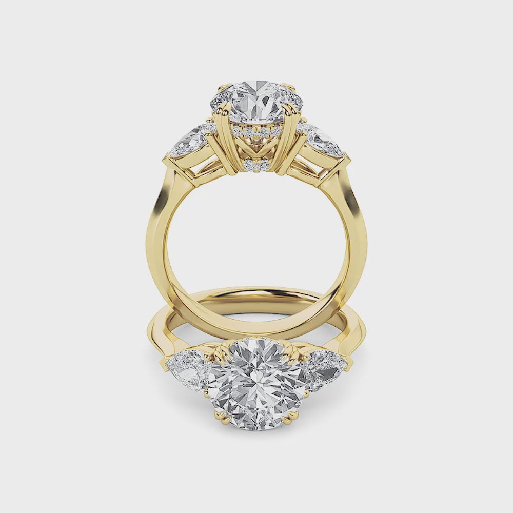 The Pear-Accented Trilogy Engagement Ring