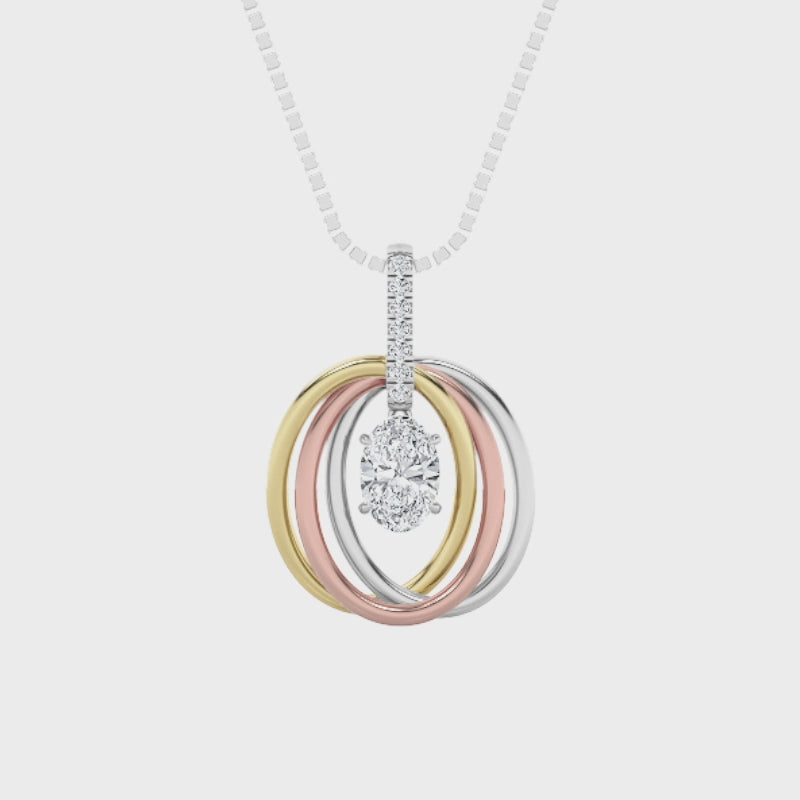 Alexya Signature Tri-Tone Infinity Oval Pendantl
