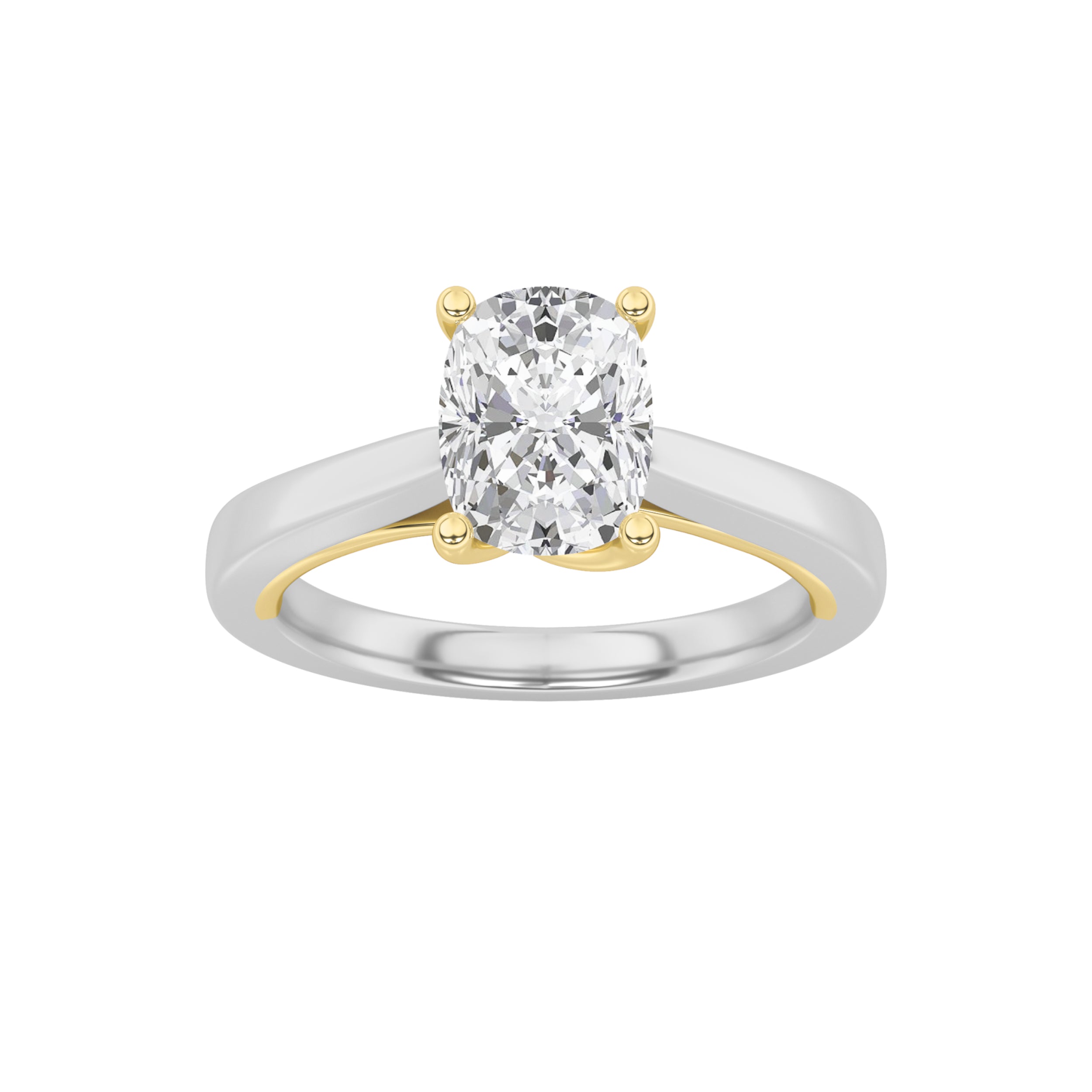 The Sophia Two Tone Twisted Cathedral Solitaire Engagement Ring
