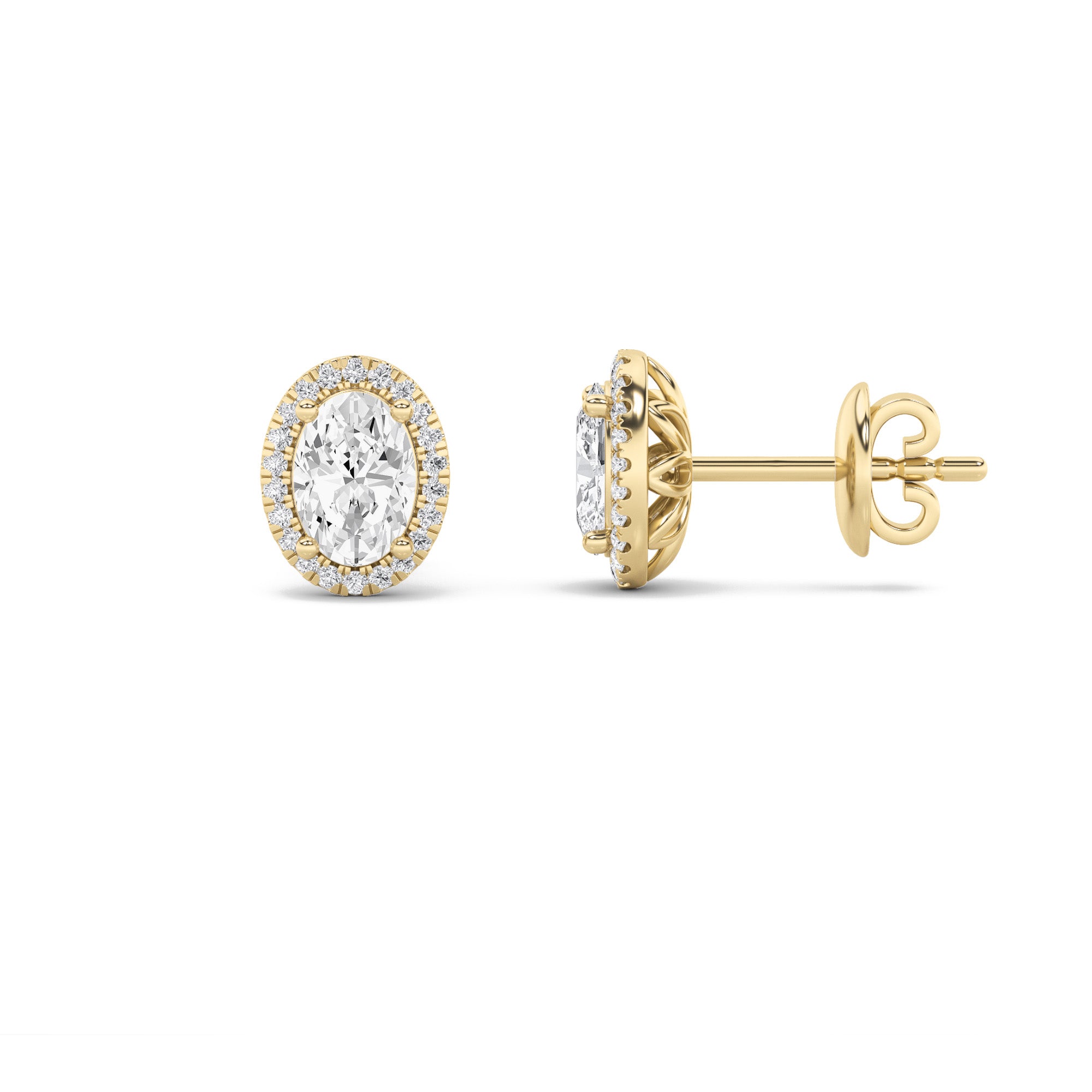 Halo Diamond Solitaire Stud Earrings