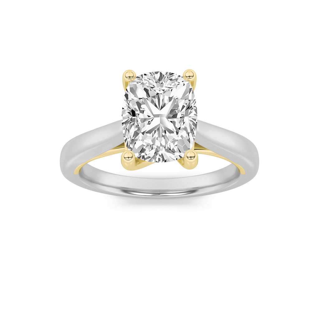 The Charlotte Two Tone Cathedral Solitaire Engagement Ring