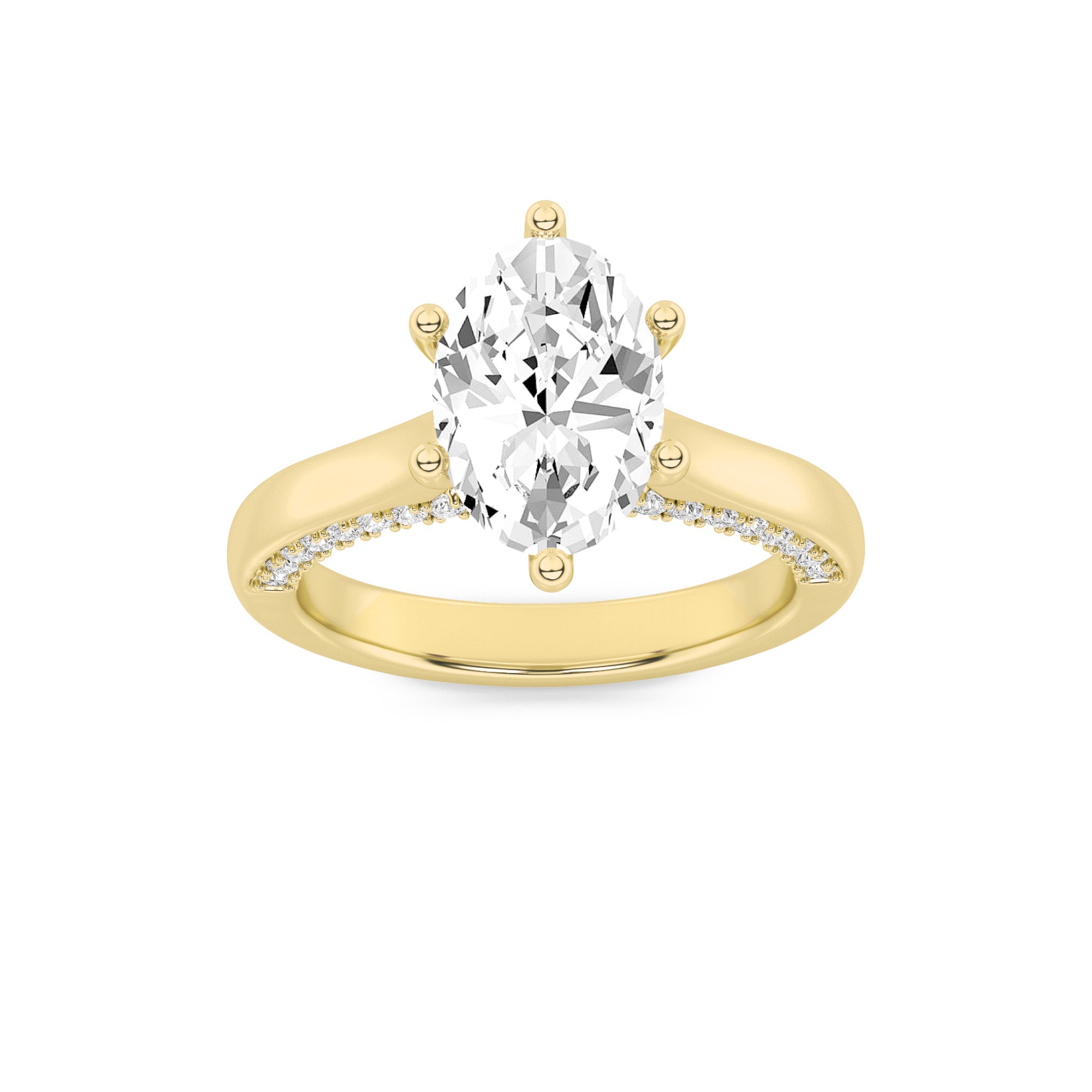 The Beatrice Tulip Head & Diamond on Bridge Solitaire Engagement Ring