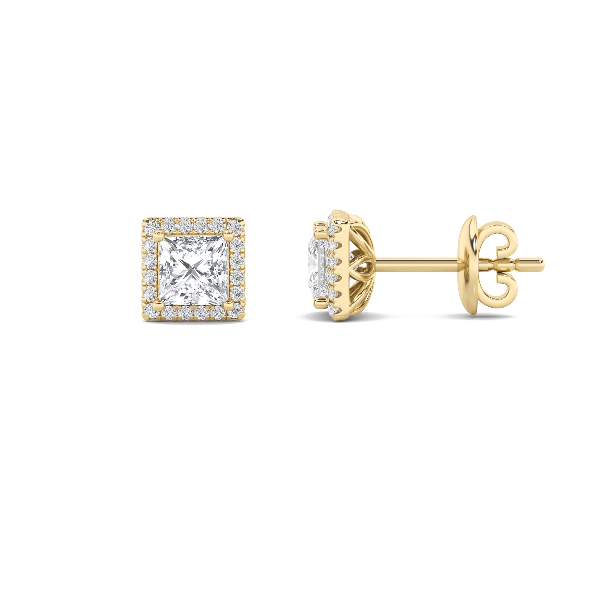 Halo Diamond Solitaire Stud Earrings
