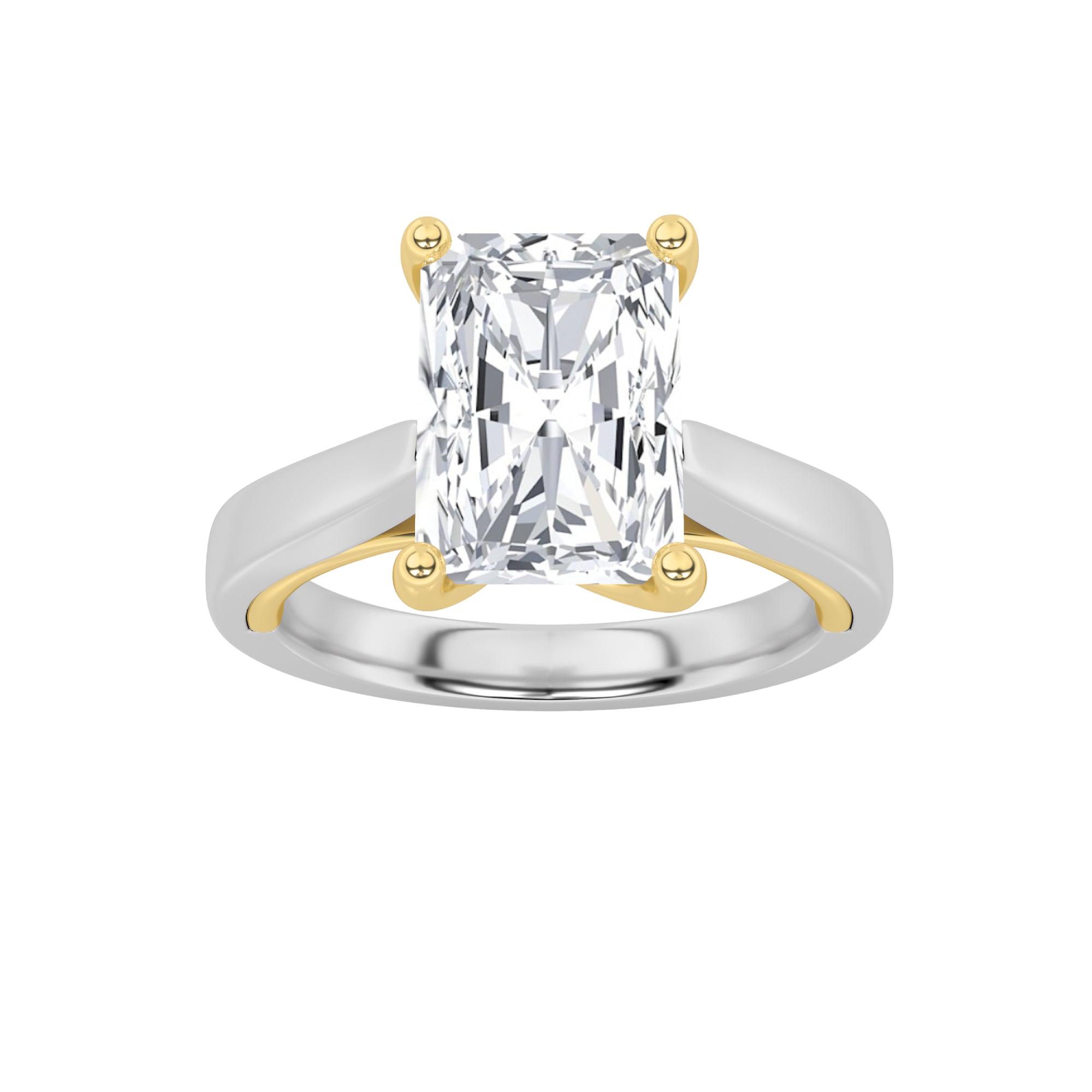 The Sophia Two Tone Twisted Cathedral Solitaire Engagement Ring