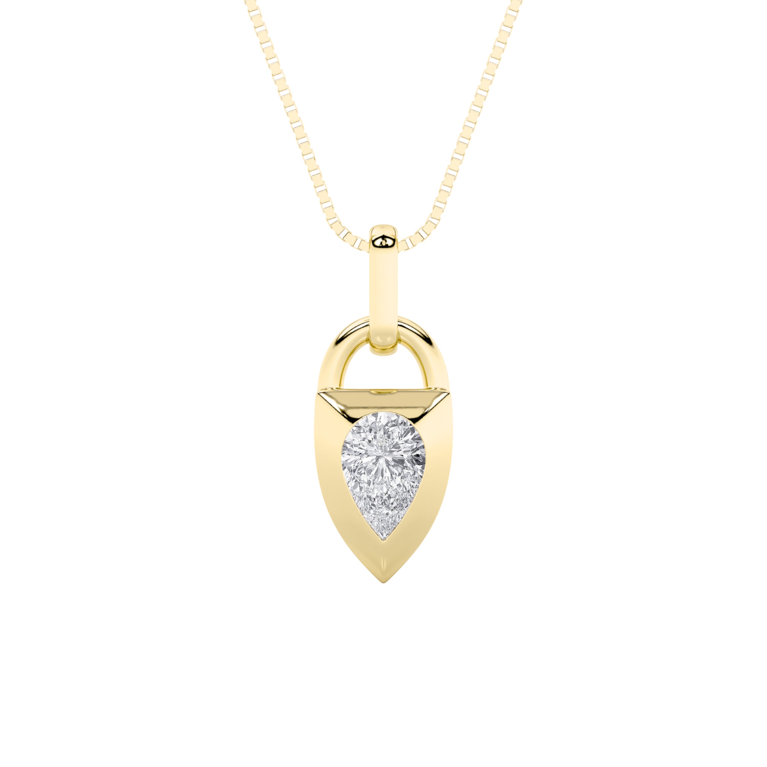 Modern Bezel-Set Pear Diamond Pendant