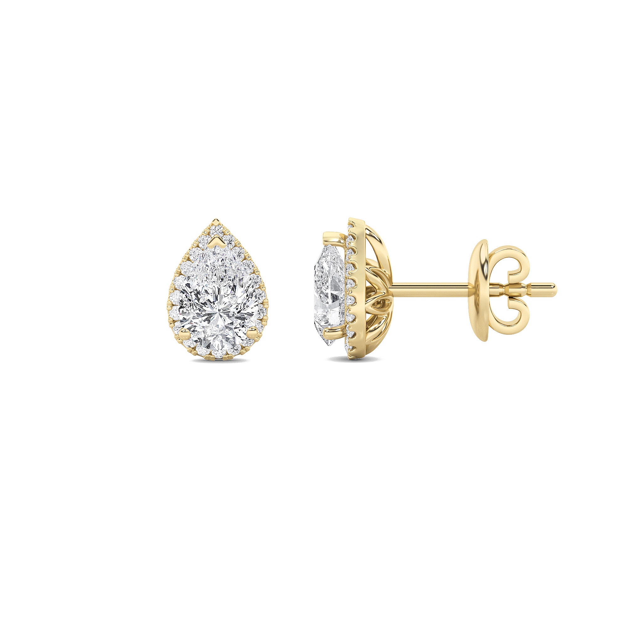 Halo Diamond Solitaire Stud Earrings