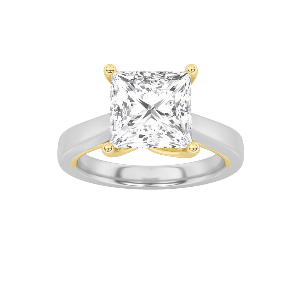 The Sophia Two Tone Twisted Cathedral Solitaire Engagement Ring