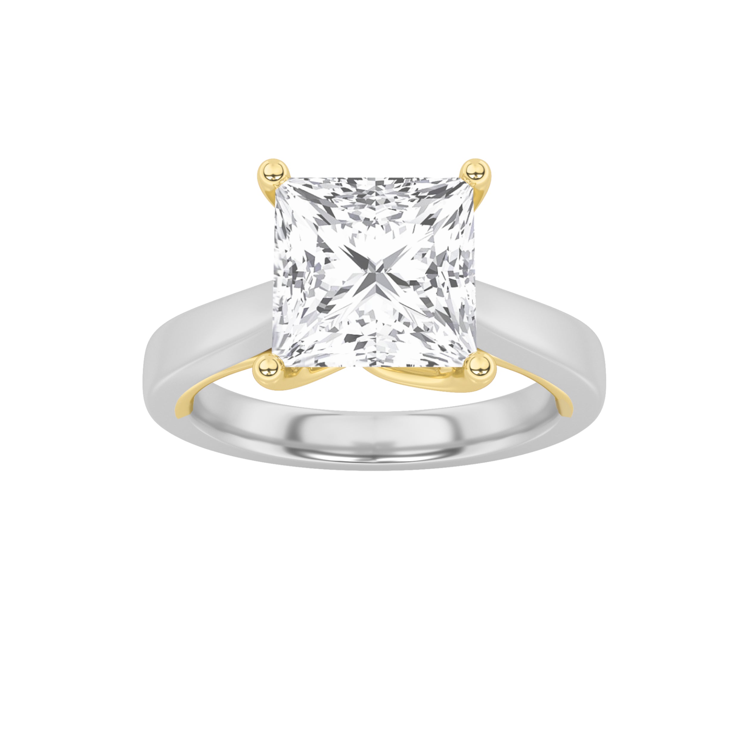 The Sophia Two Tone Twisted Cathedral Solitaire Engagement Ring