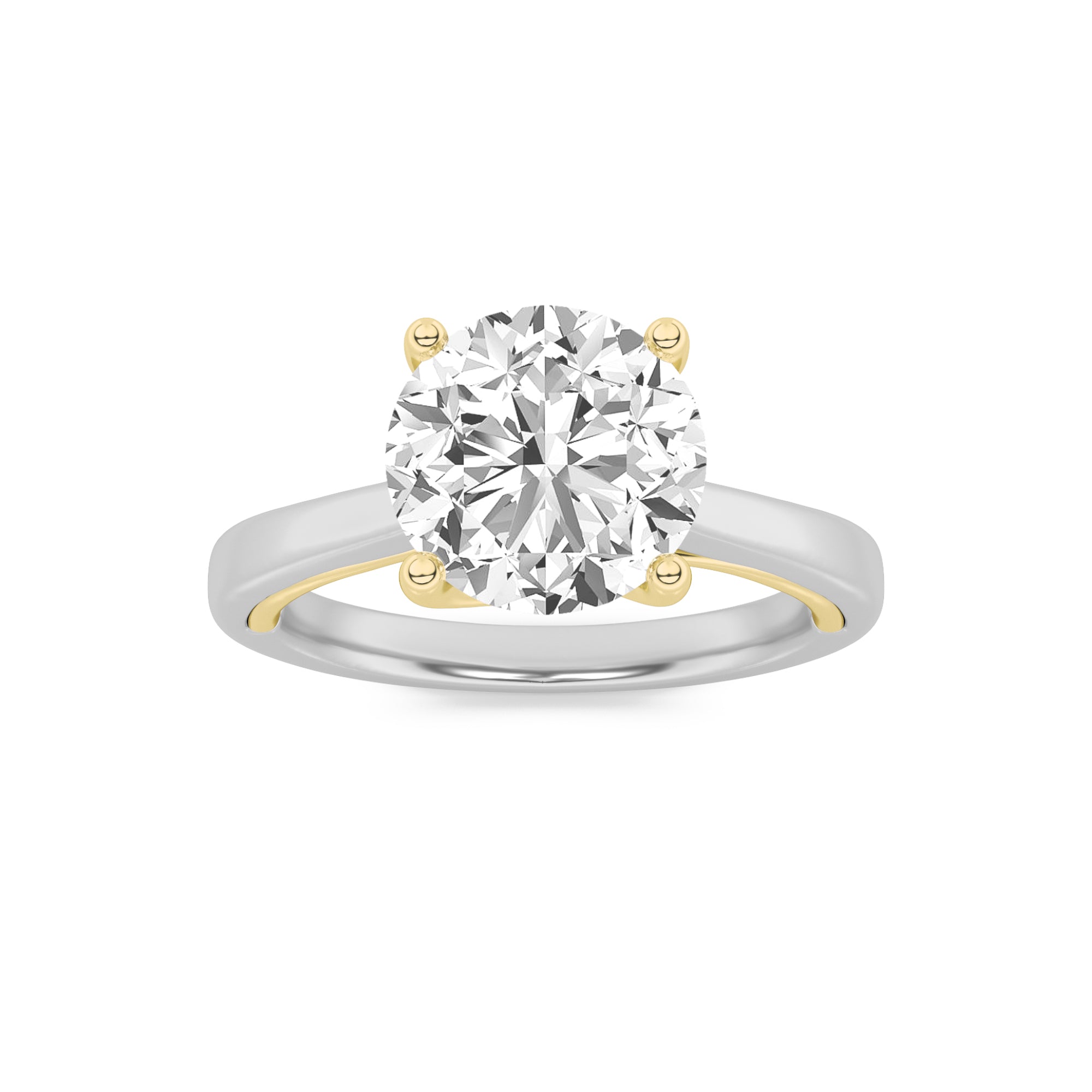 The Sophia Two Tone Twisted Cathedral Solitaire Engagement Ring