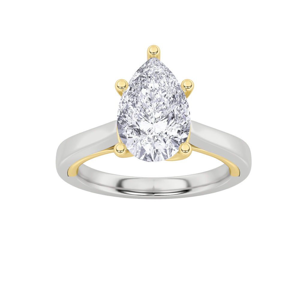 The Sophia Two Tone Twisted Cathedral Solitaire Engagement Ring