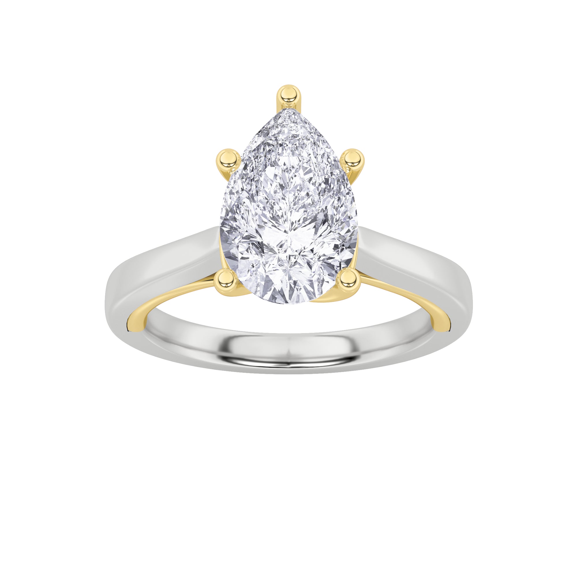 The Sophia Two Tone Twisted Cathedral Solitaire Engagement Ring
