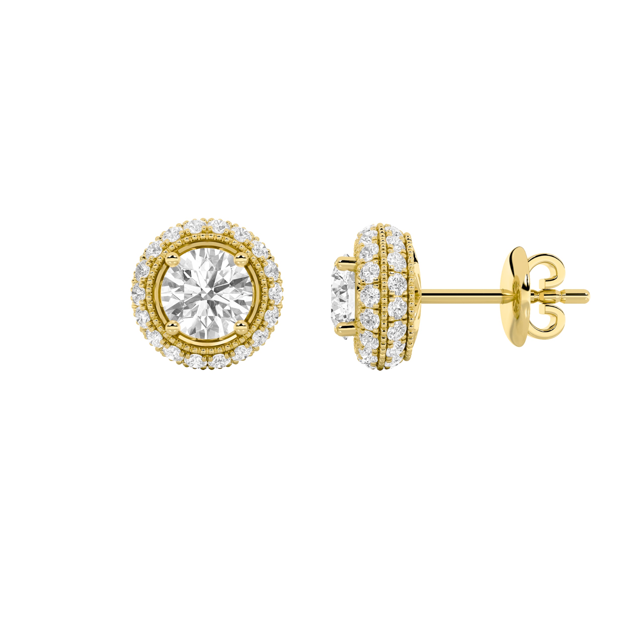 Vintage Milgrain Halo Diamond Studs