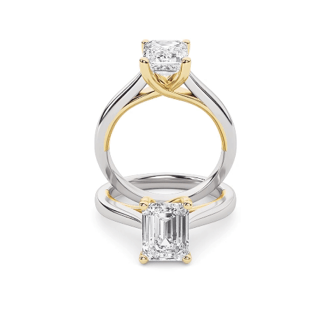 The Charlotte Two Tone Cathedral Solitaire Engagement Ring