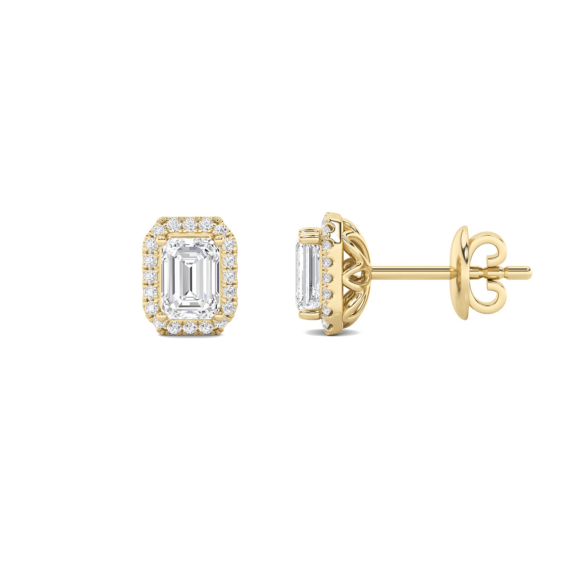 Halo Diamond Solitaire Stud Earrings