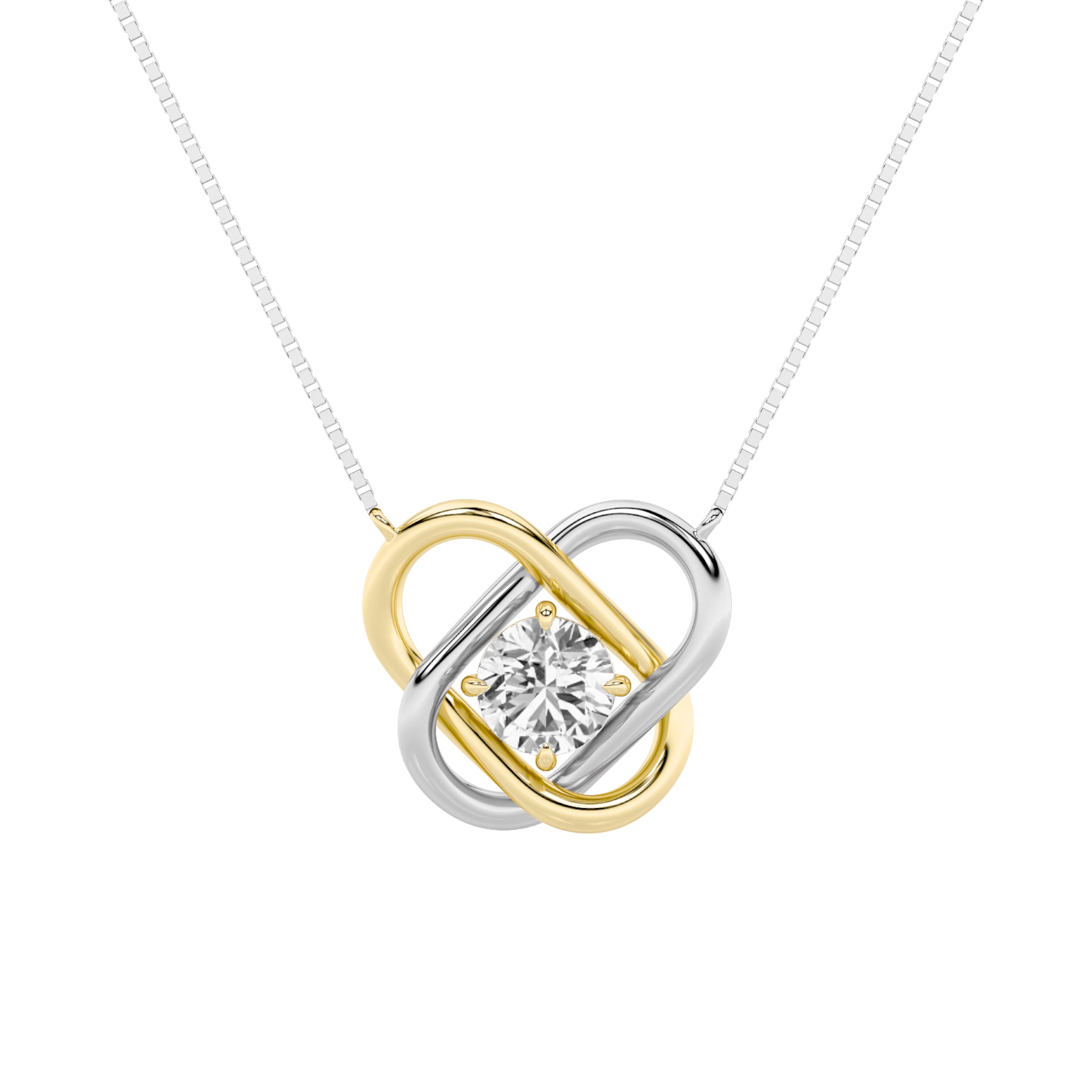 Interlocking Hearts Two-Tone Diamond Pendant