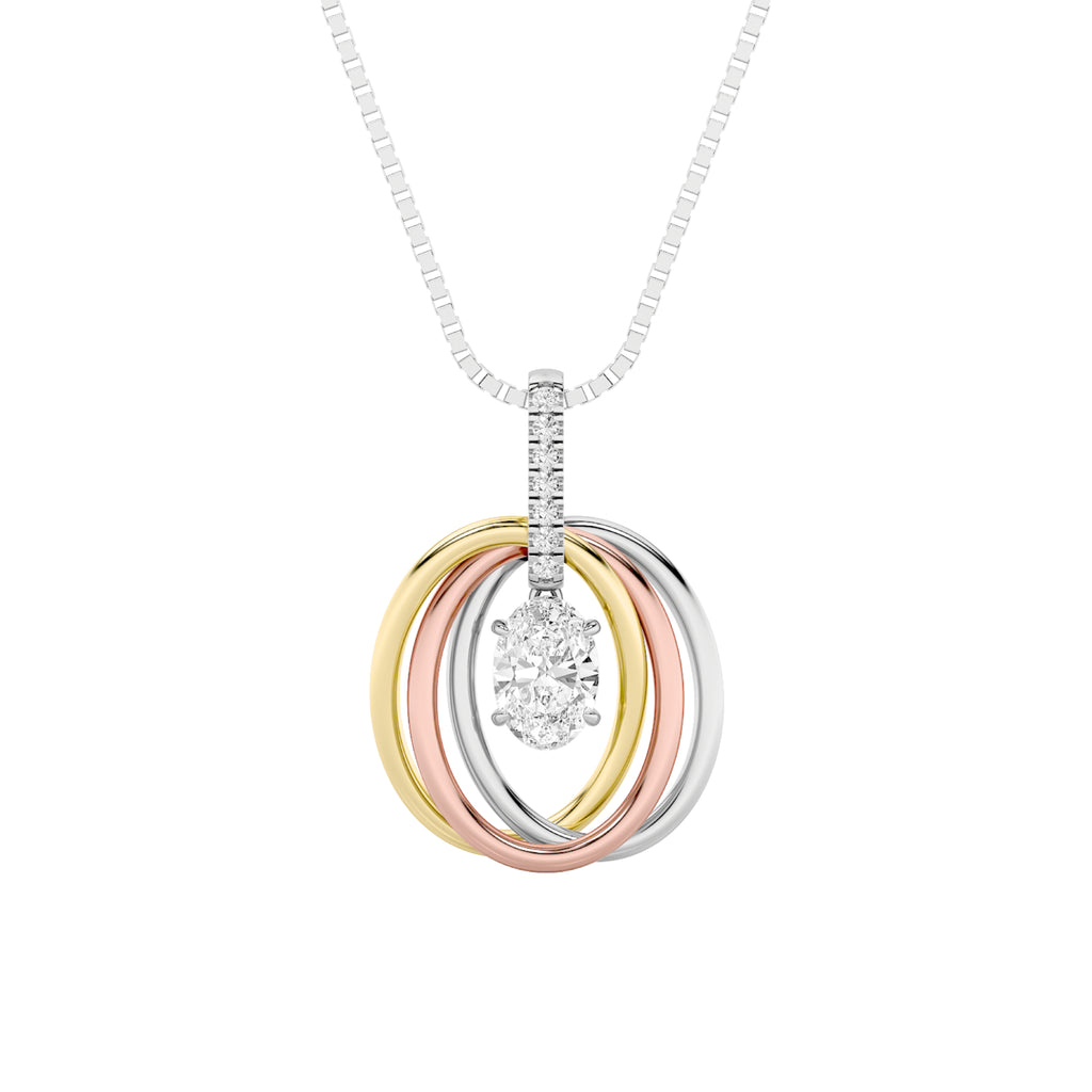 Alexya Signature Tri-Tone Infinity Oval Pendantl