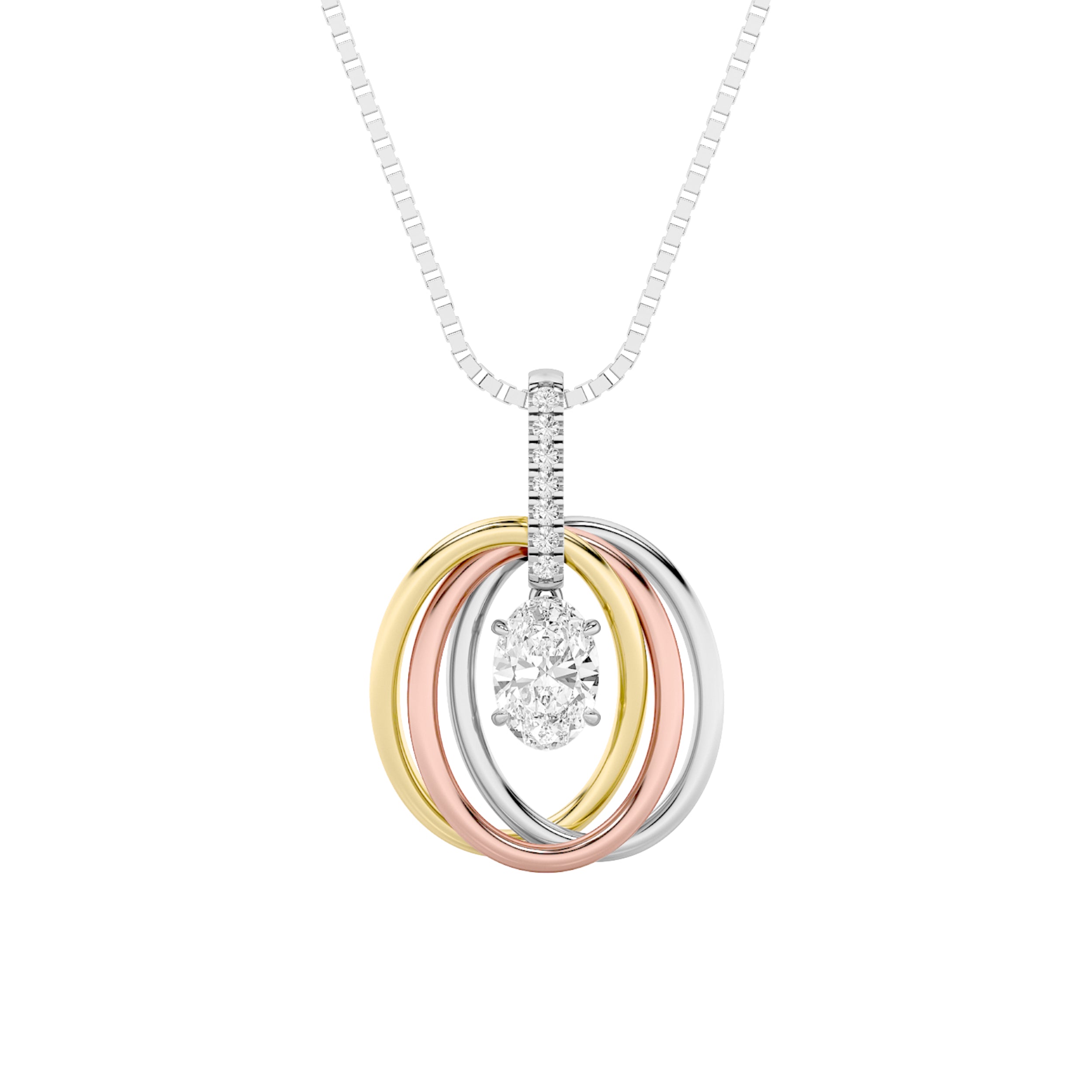 Alexya Signature Tri-Tone Infinity Oval Pendantl