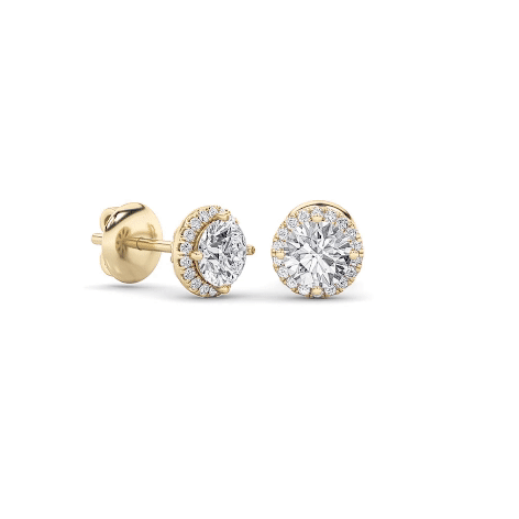 Halo Diamond Solitaire Stud Earrings